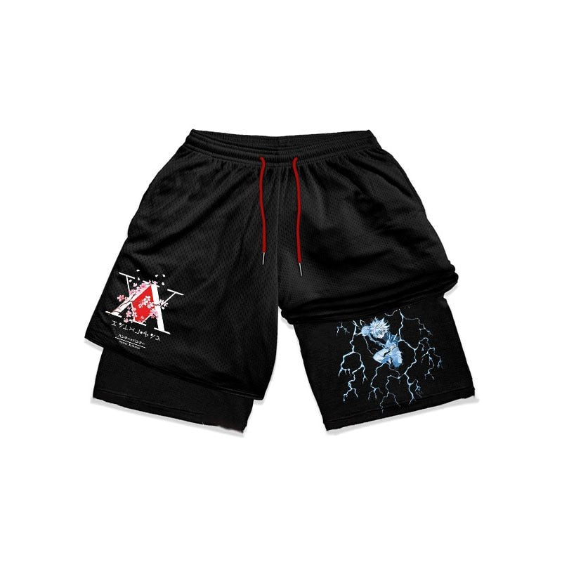 Anime Hunter X Hunter Gym Shorts Men 2 In 1 Quick Dry Performance Shorts Mesh Summer Bodybuilding Fitness Running Short Pants - Yallafit