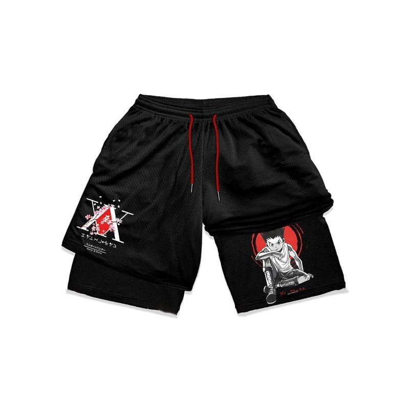 Anime Hunter X Hunter Gym Shorts Men 2 In 1 Quick Dry Performance Shorts Mesh Summer Bodybuilding Fitness Running Short Pants - Yallafit