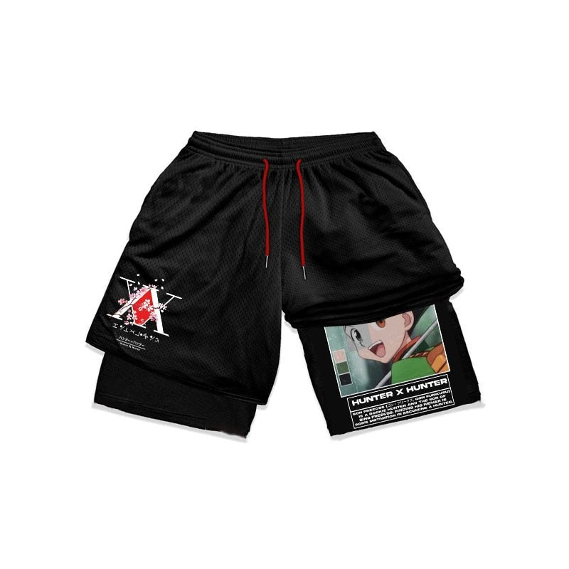Anime Hunter X Hunter Gym Shorts Men 2 In 1 Quick Dry Performance Shorts Mesh Summer Bodybuilding Fitness Running Short Pants - Yallafit