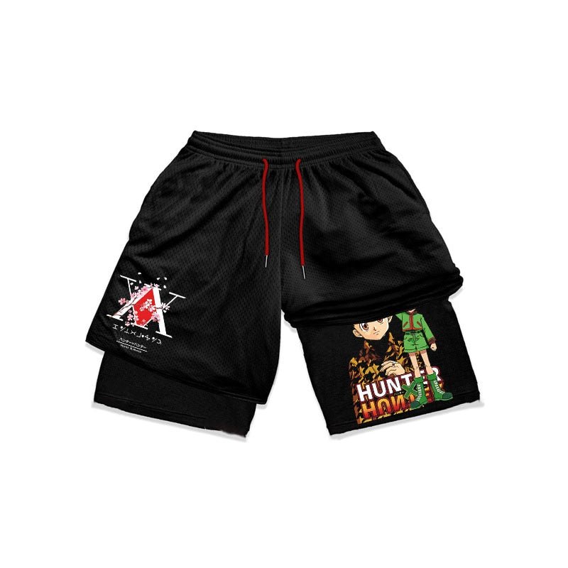 Anime Hunter X Hunter Gym Shorts Men 2 In 1 Quick Dry Performance Shorts Mesh Summer Bodybuilding Fitness Running Short Pants - Yallafit