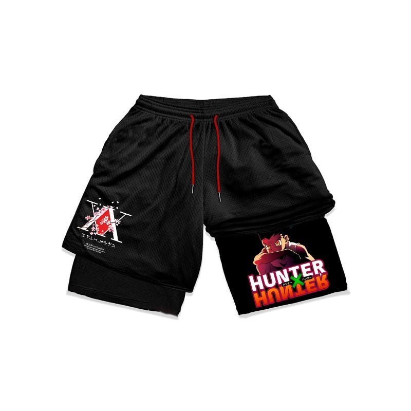 Anime Hunter X Hunter Gym Shorts Men 2 In 1 Quick Dry Performance Shorts Mesh Summer Bodybuilding Fitness Running Short Pants - Yallafit