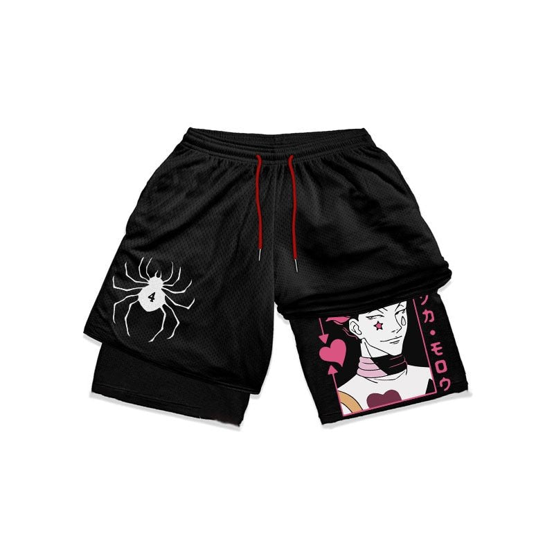 Anime Hunter X Hunter Gym Shorts Men 2 In 1 Quick Dry Performance Shorts Mesh Summer Bodybuilding Fitness Running Short Pants - Yallafit