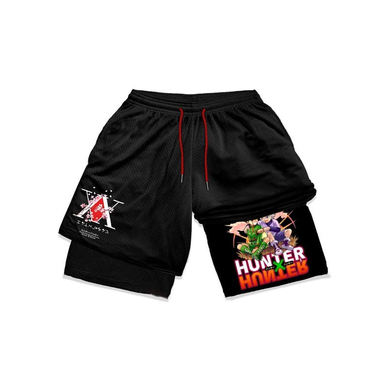 Anime Hunter X Hunter Gym Shorts Men 2 In 1 Quick Dry Performance Shorts Mesh Summer Bodybuilding Fitness Running Short Pants - Yallafit