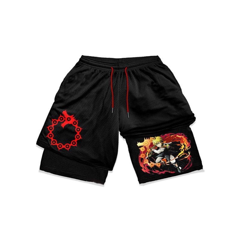Anime The Seven Deadly Sins Gym Shorts Men 2 In 1 Quick Dry Running Short Pants Summer Workout Jogging Performance Sports Shorts - Yallafit