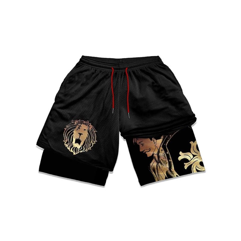 Anime The Seven Deadly Sins Gym Shorts Men 2 In 1 Quick Dry Running Short Pants Summer Workout Jogging Performance Sports Shorts - Yallafit