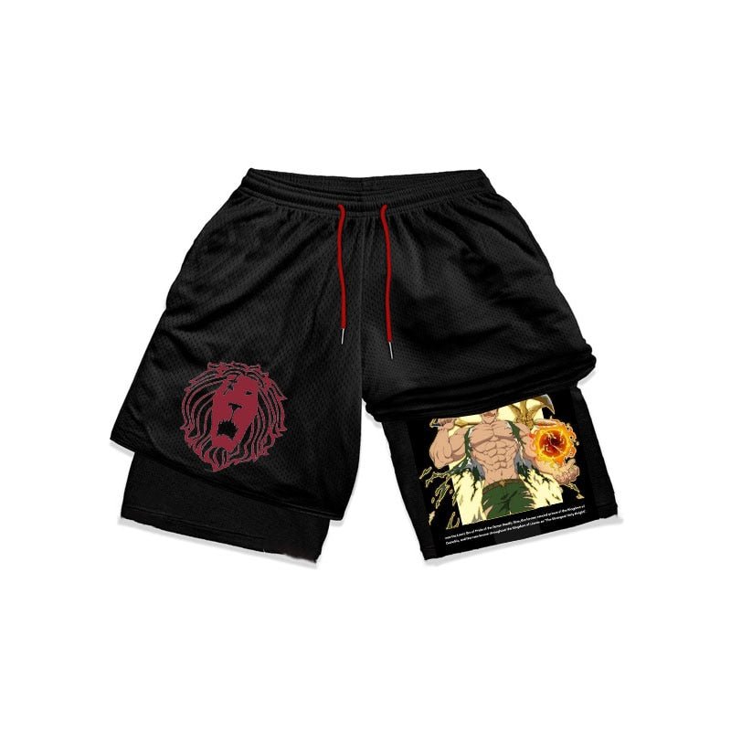 Anime The Seven Deadly Sins Gym Shorts Men 2 In 1 Quick Dry Running Short Pants Summer Workout Jogging Performance Sports Shorts - Yallafit