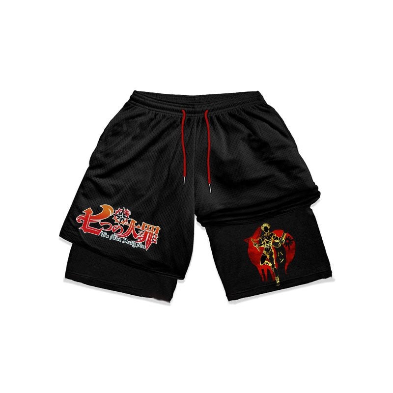 Anime The Seven Deadly Sins Gym Shorts Men 2 In 1 Quick Dry Running Short Pants Summer Workout Jogging Performance Sports Shorts - Yallafit