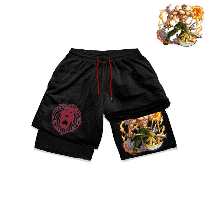 Anime The Seven Deadly Sins Gym Shorts Men 2 In 1 Quick Dry Running Short Pants Summer Workout Jogging Performance Sports Shorts - Yallafit