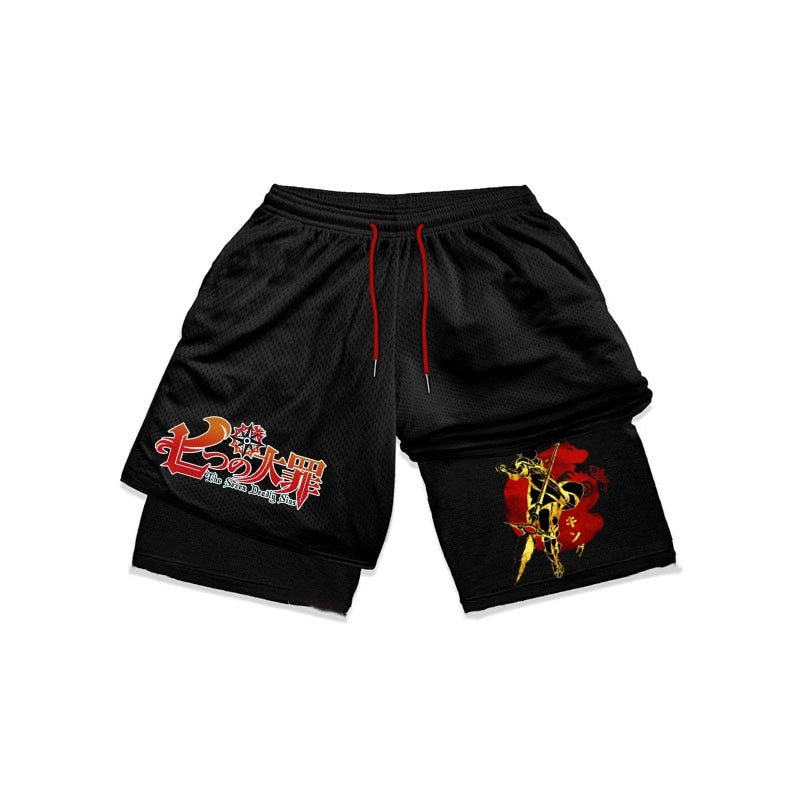 Anime The Seven Deadly Sins Gym Shorts Men 2 In 1 Quick Dry Running Short Pants Summer Workout Jogging Performance Sports Shorts - Yallafit