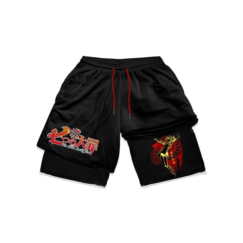 Anime The Seven Deadly Sins Gym Shorts Men 2 In 1 Quick Dry Running Short Pants Summer Workout Jogging Performance Sports Shorts - Yallafit