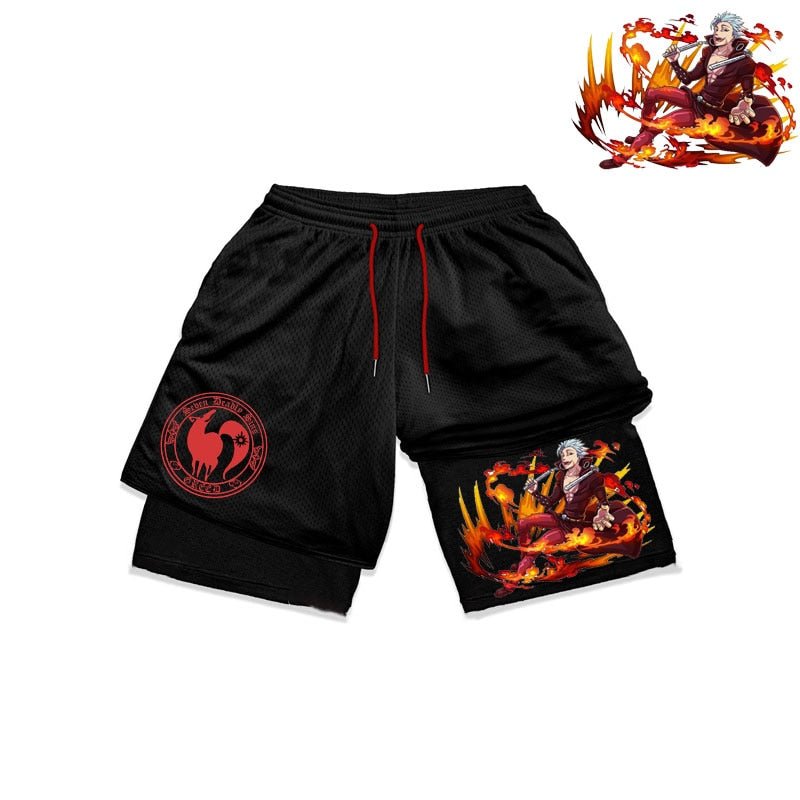 Anime The Seven Deadly Sins Gym Shorts Men 2 In 1 Quick Dry Running Short Pants Summer Workout Jogging Performance Sports Shorts - Yallafit