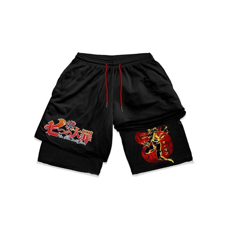 Anime The Seven Deadly Sins Gym Shorts Men 2 In 1 Quick Dry Running Short Pants Summer Workout Jogging Performance Sports Shorts - Yallafit