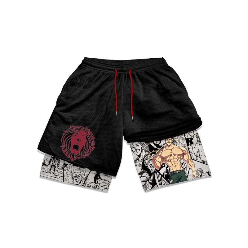 Anime The Seven Deadly Sins Gym Shorts Men 2 In 1 Quick Dry Running Short Pants Summer Workout Jogging Performance Sports Shorts - Yallafit