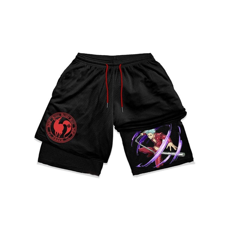Anime The Seven Deadly Sins Gym Shorts Men 2 In 1 Quick Dry Running Short Pants Summer Workout Jogging Performance Sports Shorts - Yallafit