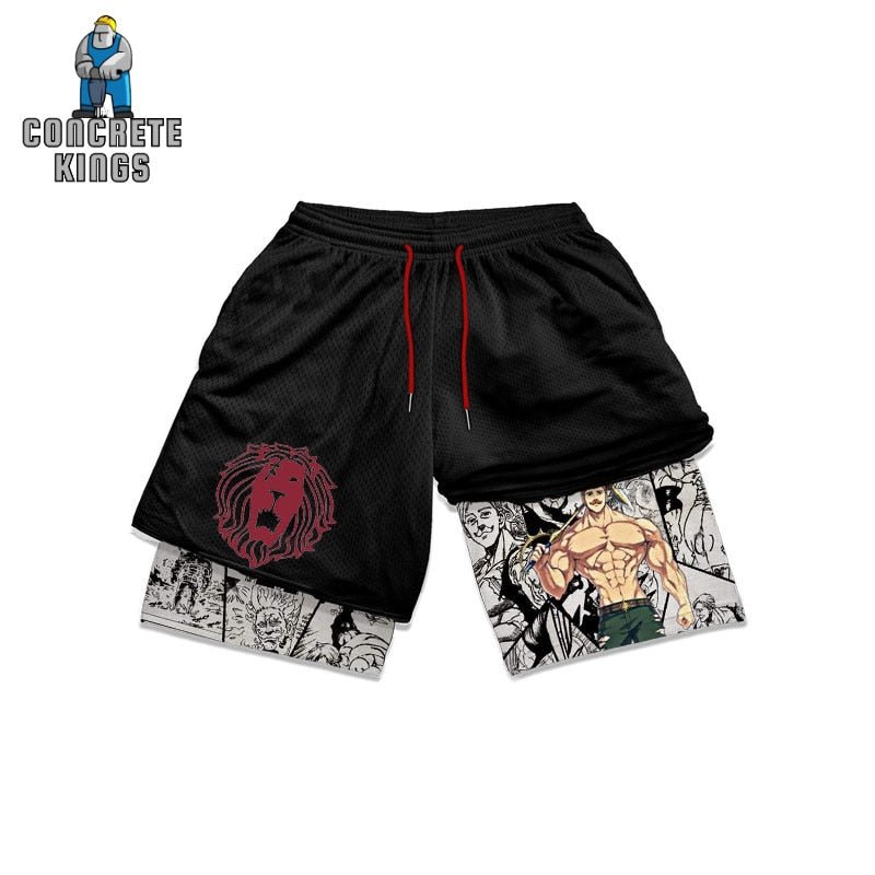 Anime The Seven Deadly Sins Gym Shorts Men 2 In 1 Quick Dry Running Short Pants Summer Workout Jogging Performance Sports Shorts - Yallafit