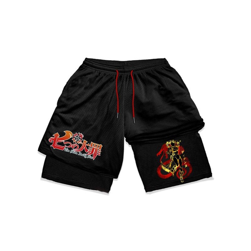 Anime The Seven Deadly Sins Gym Shorts Men 2 In 1 Quick Dry Running Short Pants Summer Workout Jogging Performance Sports Shorts - Yallafit