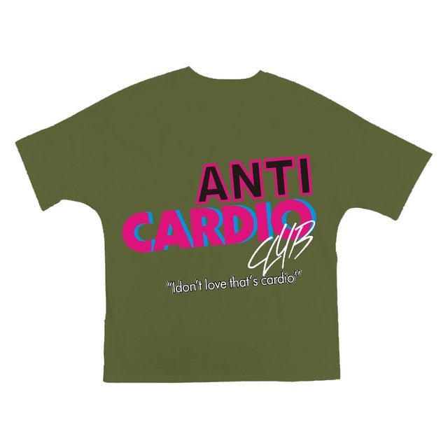 ANTI CARDIO Casual Oversized short sleeves cotton t shirt Gym Fitness Male Training Workout Cotton Tees Top New Fashion Clothes - Yallafit