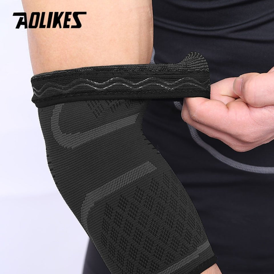 AOLIKES 1 Pair Elastic Elbow Pads Basketball Tennis Elbow Support Protector Gear Breathable Elbow Brace Sport Safety Accessories - Yallafit