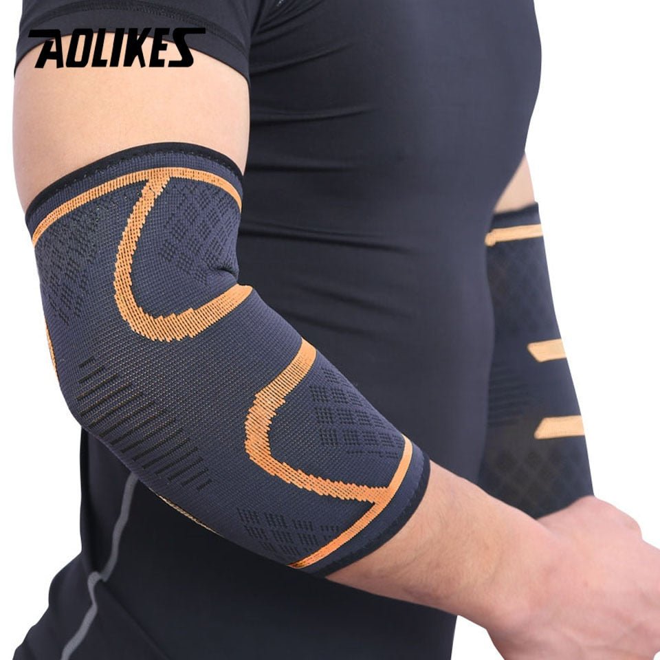AOLIKES 1 Pair Elastic Elbow Pads Basketball Tennis Elbow Support Protector Gear Breathable Elbow Brace Sport Safety Accessories - Yallafit