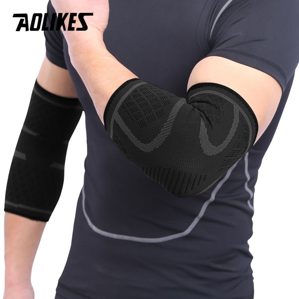 AOLIKES 1 Pair Elastic Elbow Pads Basketball Tennis Elbow Support Protector Gear Breathable Elbow Brace Sport Safety Accessories - Yallafit