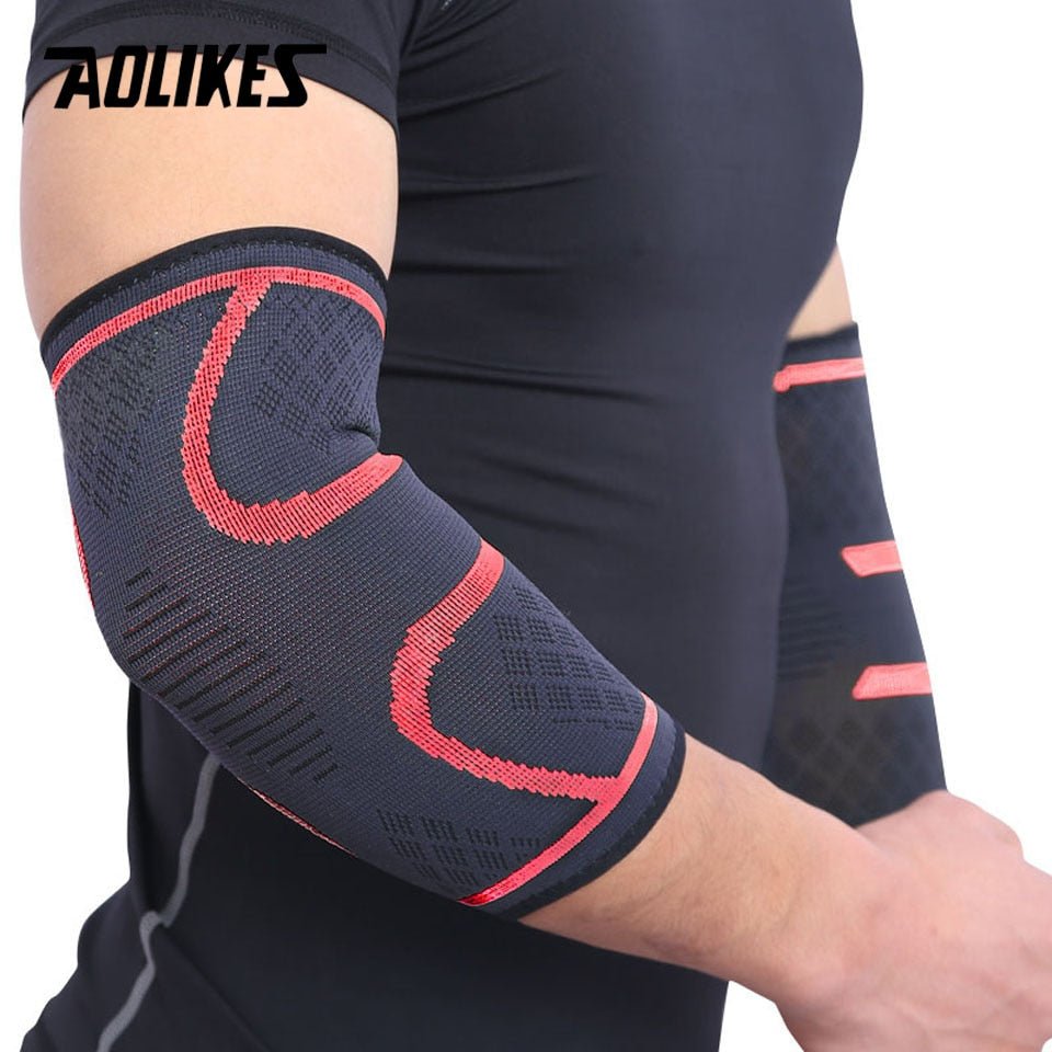 AOLIKES 1 Pair Elastic Elbow Pads Basketball Tennis Elbow Support Protector Gear Breathable Elbow Brace Sport Safety Accessories - Yallafit