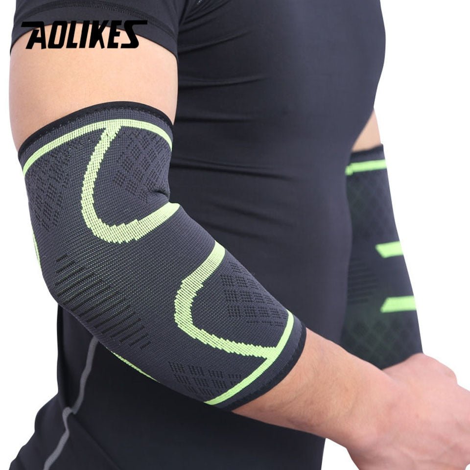 AOLIKES 1 Pair Elastic Elbow Pads Basketball Tennis Elbow Support Protector Gear Breathable Elbow Brace Sport Safety Accessories - Yallafit