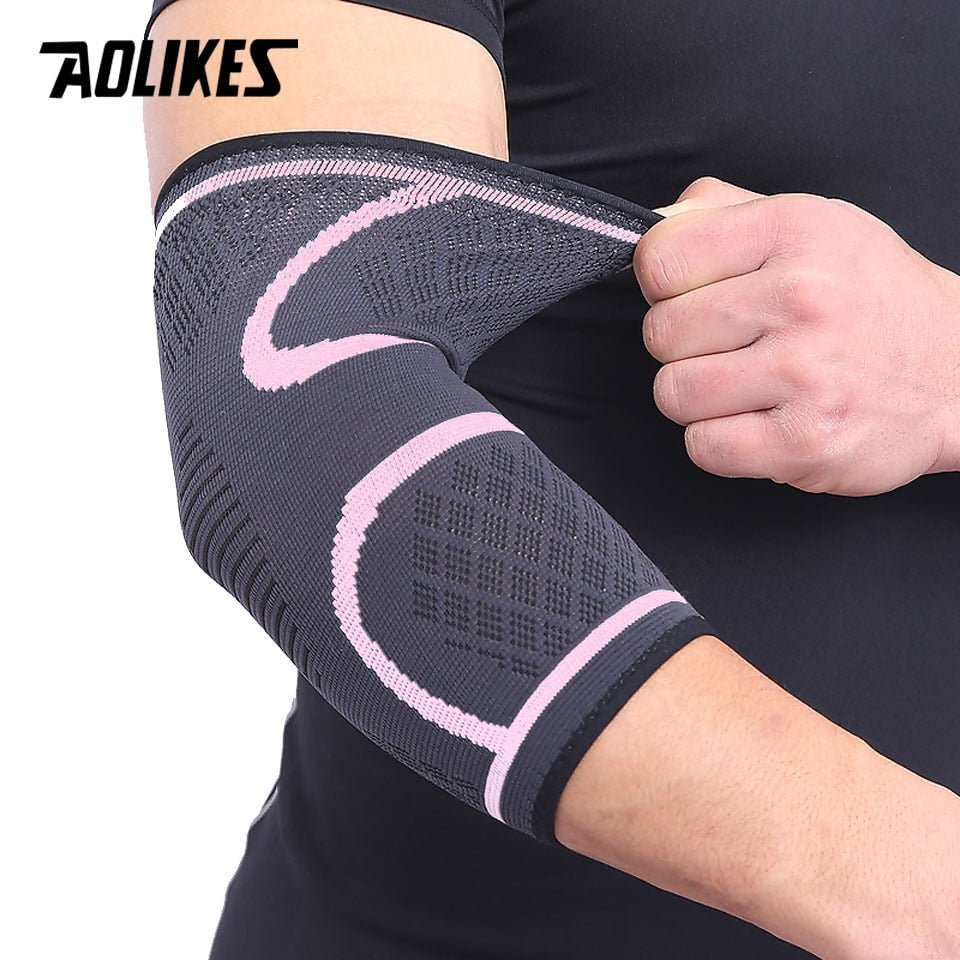 AOLIKES 1 Pair Elastic Elbow Pads Basketball Tennis Elbow Support Protector Gear Breathable Elbow Brace Sport Safety Accessories - Yallafit
