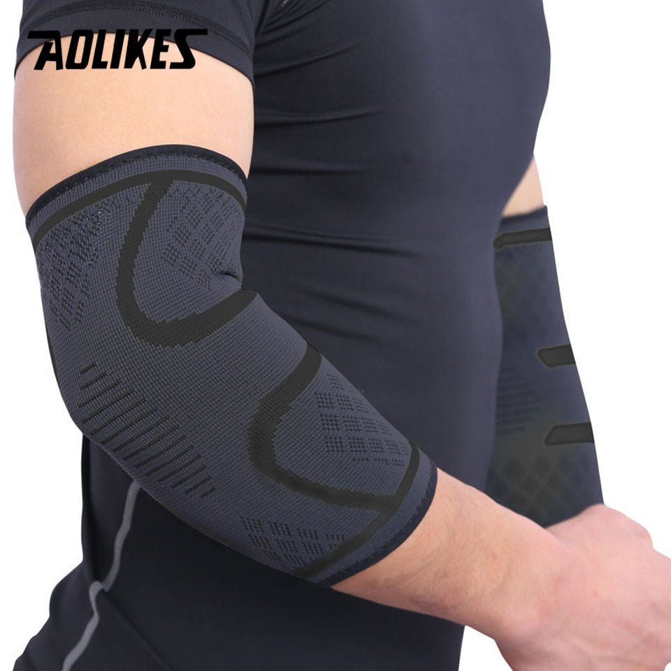 AOLIKES 1 Pair Elastic Elbow Pads Basketball Tennis Elbow Support Protector Gear Breathable Elbow Brace Sport Safety Accessories - Yallafit