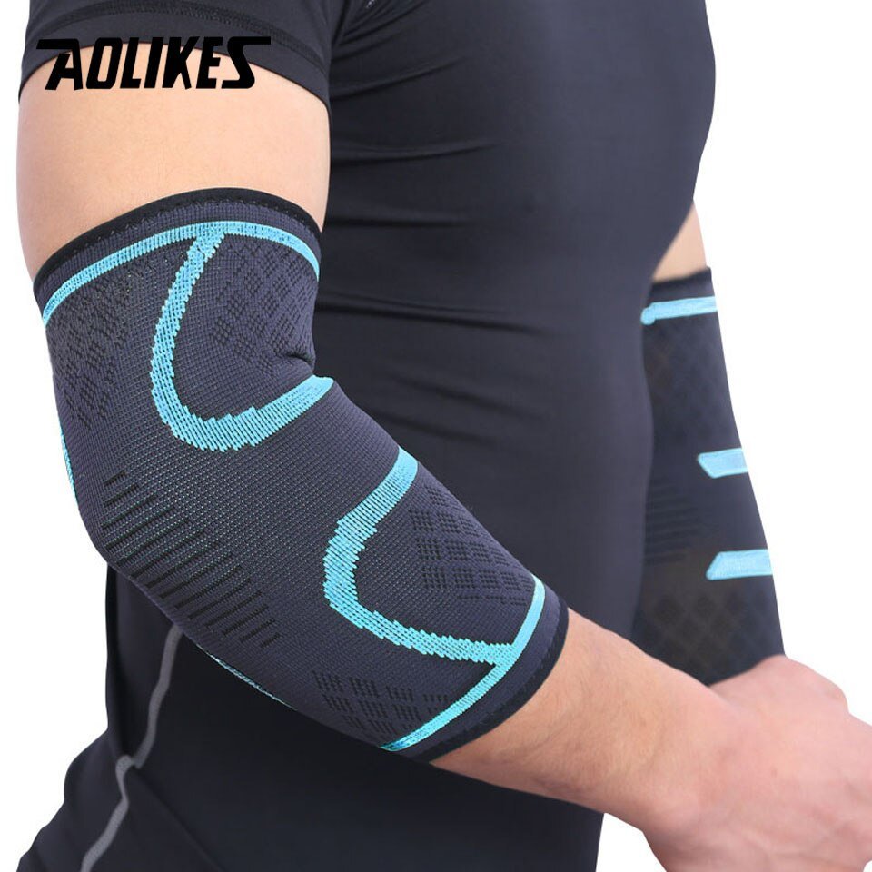 AOLIKES 1 Pair Elastic Elbow Pads Basketball Tennis Elbow Support Protector Gear Breathable Elbow Brace Sport Safety Accessories - Yallafit