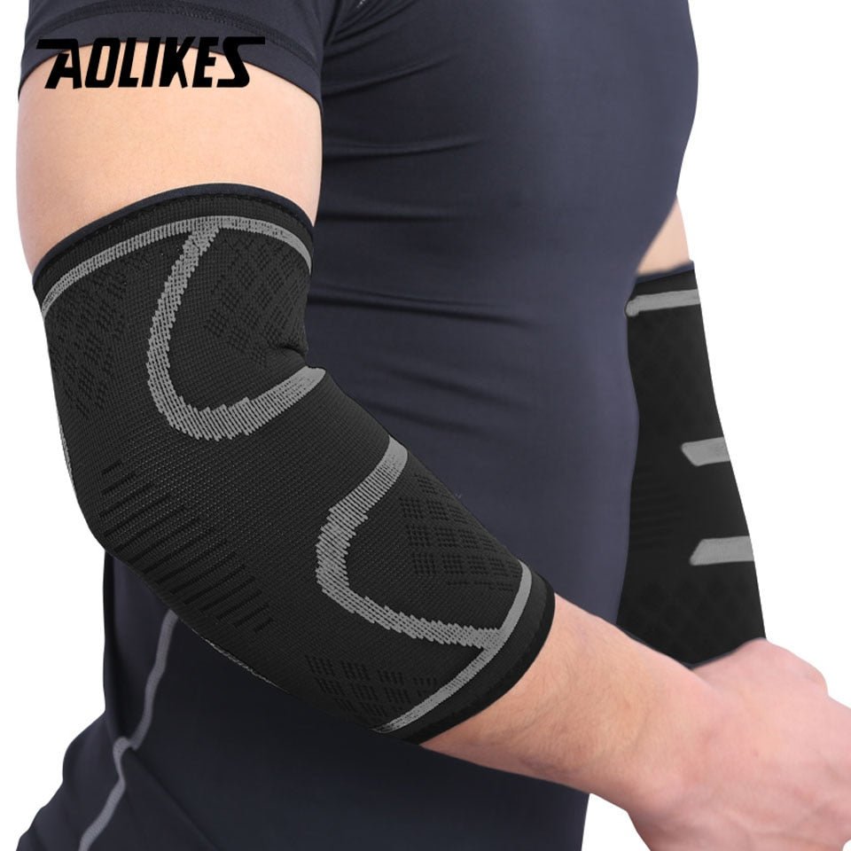 AOLIKES 1 Pair Elastic Elbow Pads Basketball Tennis Elbow Support Protector Gear Breathable Elbow Brace Sport Safety Accessories - Yallafit