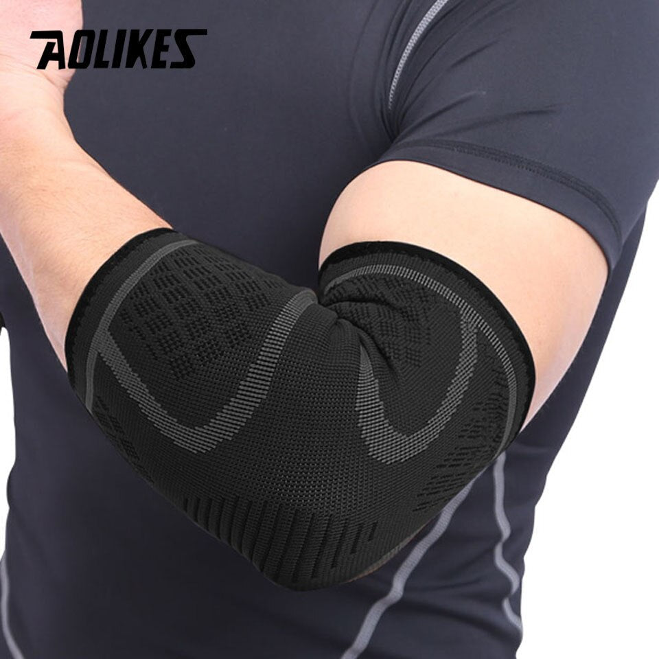 AOLIKES 1 Pair Elastic Elbow Pads Basketball Tennis Elbow Support Protector Gear Breathable Elbow Brace Sport Safety Accessories - Yallafit