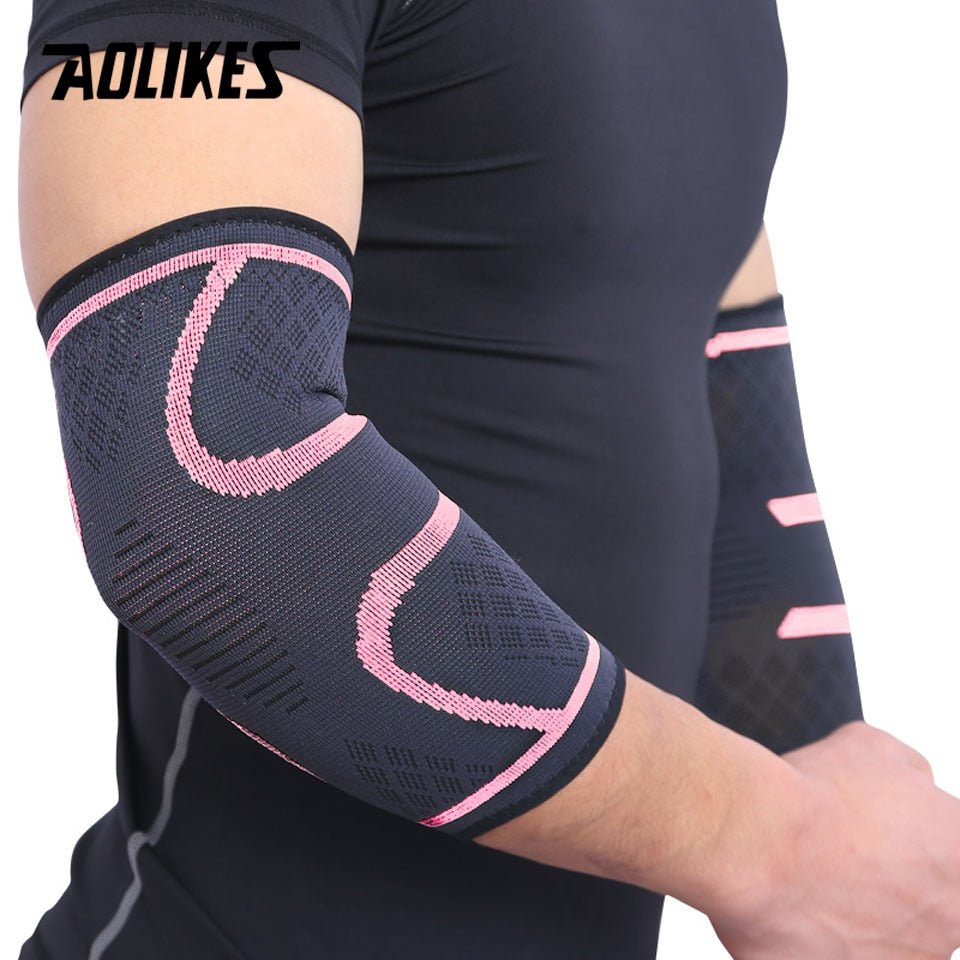 AOLIKES 1 Pair Elastic Elbow Pads Basketball Tennis Elbow Support Protector Gear Breathable Elbow Brace Sport Safety Accessories - Yallafit
