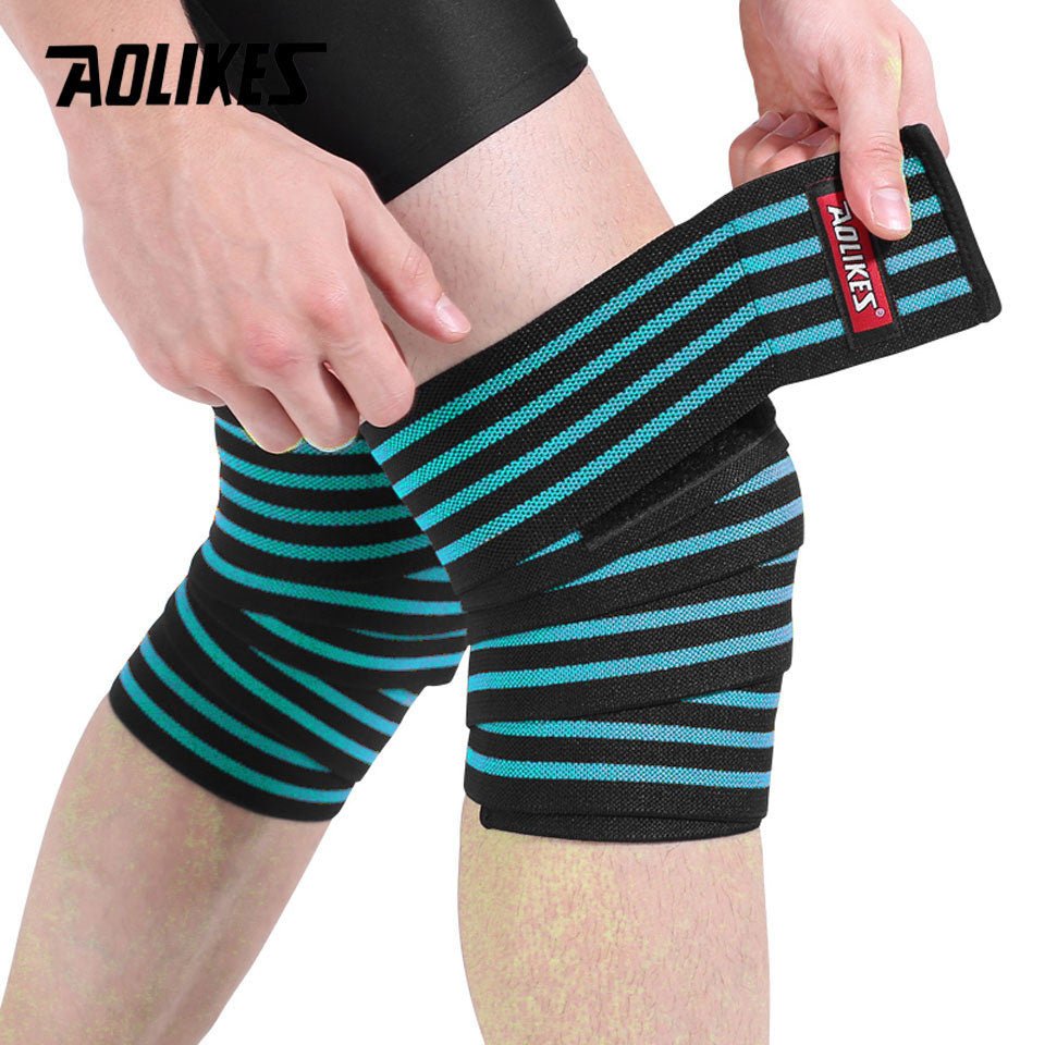 AOLIKES 1 Pair Knee Wraps Fitness Weight Lifting Sports Knee Bandages Squats Training Equipment Accessories for Gym - Yallafit