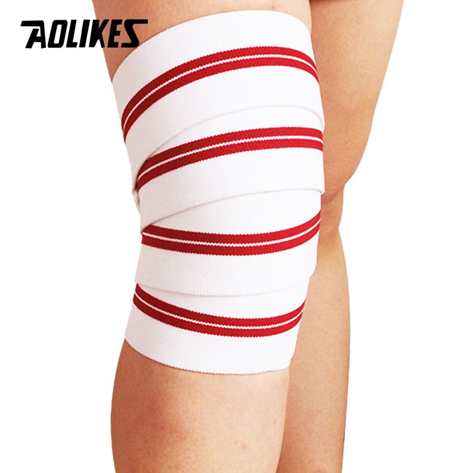 AOLIKES 1 Pair Knee Wraps Fitness Weight Lifting Sports Knee Bandages Squats Training Equipment Accessories for Gym - Yallafit