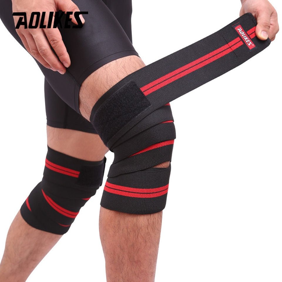 AOLIKES 1 Pair Knee Wraps Fitness Weight Lifting Sports Knee Bandages Squats Training Equipment Accessories for Gym - Yallafit