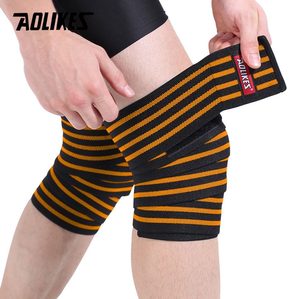 AOLIKES 1 Pair Knee Wraps Fitness Weight Lifting Sports Knee Bandages Squats Training Equipment Accessories for Gym - Yallafit