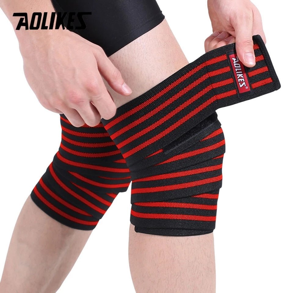 AOLIKES 1 Pair Knee Wraps Fitness Weight Lifting Sports Knee Bandages Squats Training Equipment Accessories for Gym - Yallafit