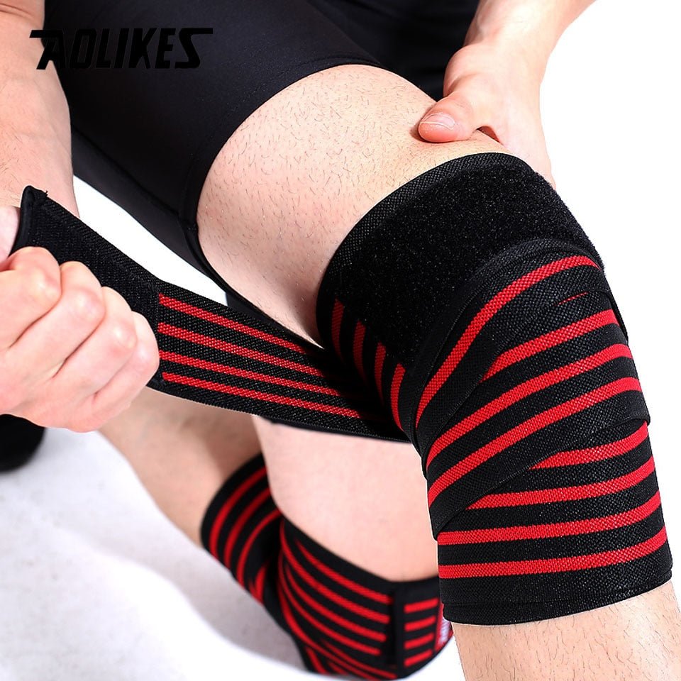 AOLIKES 1 Pair Knee Wraps Fitness Weight Lifting Sports Knee Bandages Squats Training Equipment Accessories for Gym - Yallafit