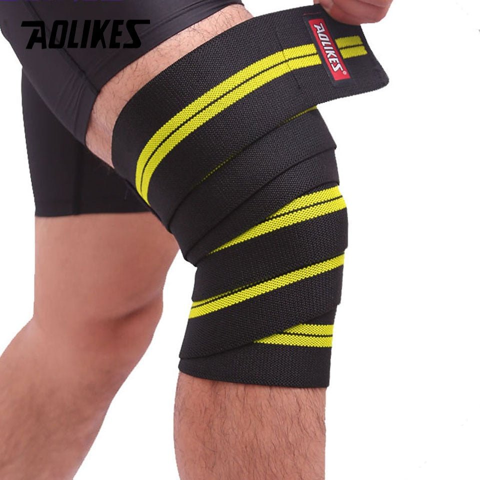 AOLIKES 1 Pair Knee Wraps Fitness Weight Lifting Sports Knee Bandages Squats Training Equipment Accessories for Gym - Yallafit