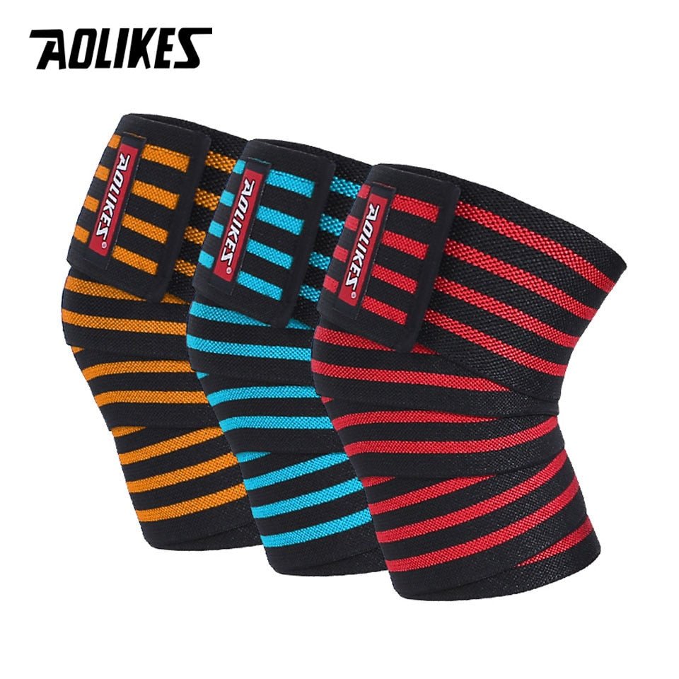 AOLIKES 1 Pair Knee Wraps Fitness Weight Lifting Sports Knee Bandages Squats Training Equipment Accessories for Gym - Yallafit