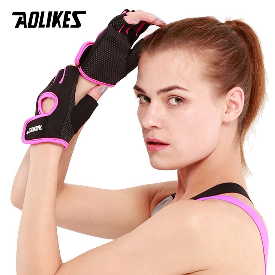 AOLIKES 1 Pair Men Women Gym Half Finger Sports Fitness Exercise Training Wrist Gloves Anti-slip Resistance Weightlifting Gloves - Yallafit