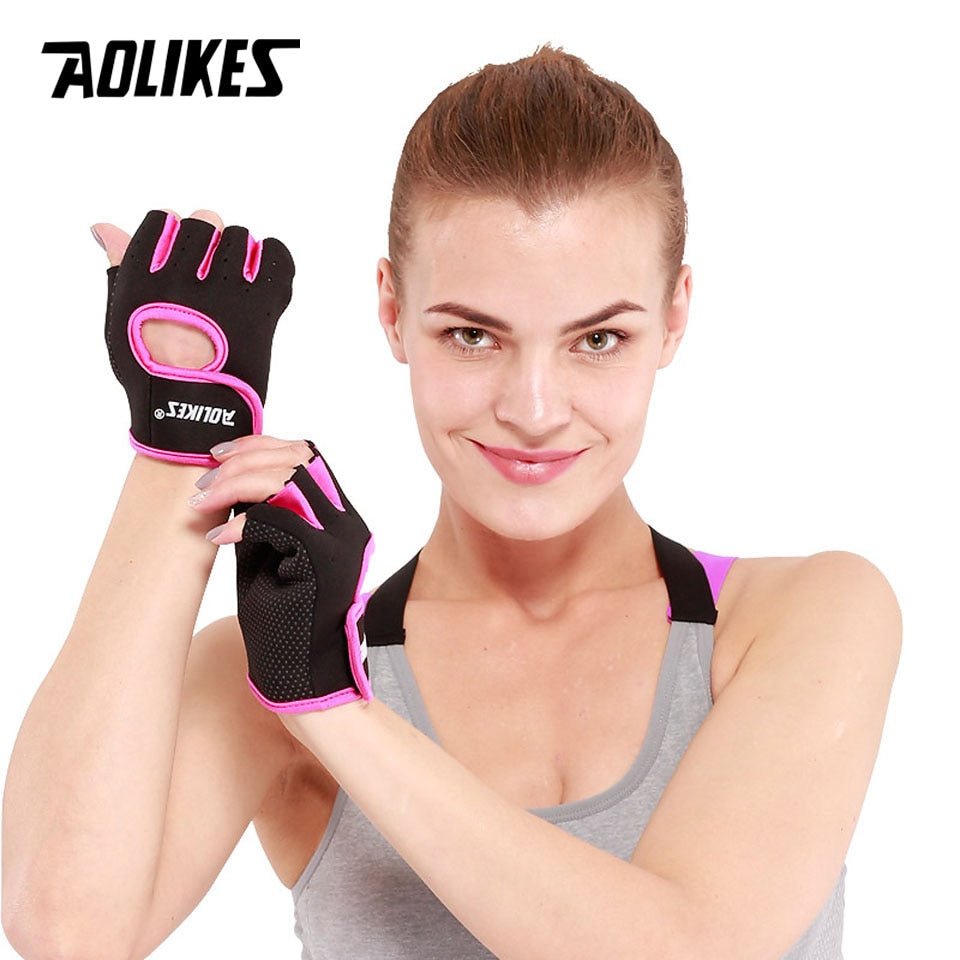 AOLIKES 1 Pair Men Women Gym Half Finger Sports Fitness Exercise Training Wrist Gloves Anti-slip Resistance Weightlifting Gloves - Yallafit