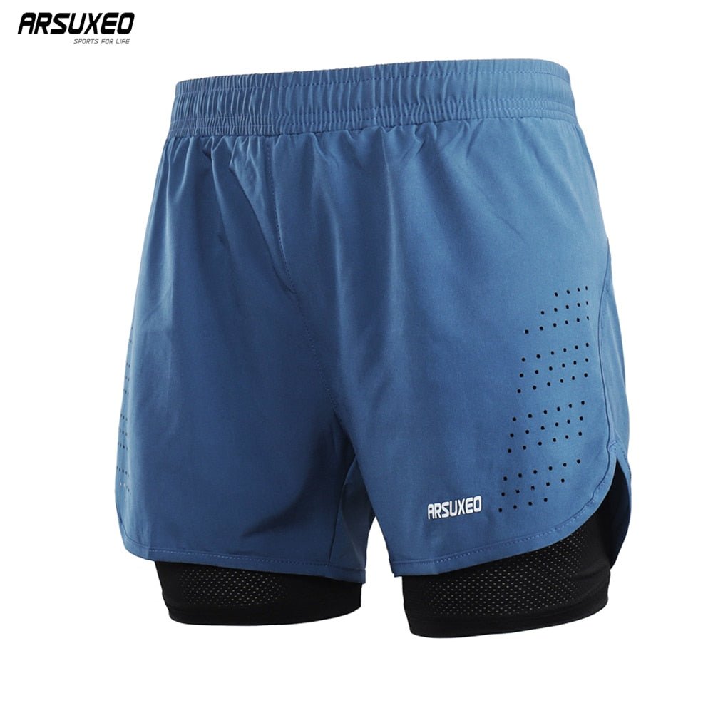 ARSUXEO Men's Running Shorts 2 in 1 Quick Dry Sport Shorts Athletic Training Fitness Short Pants Gym Shorts Workout Clothes B179 - Yallafit