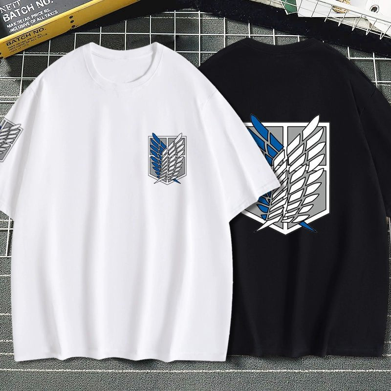Attack on Titan Clothes Wings of Freedom T-shirt Two-Dimensional Anime Peripheral Japanese Style Cotton Short-Sleeved Baby Boy and Girl Summer - Yallafit
