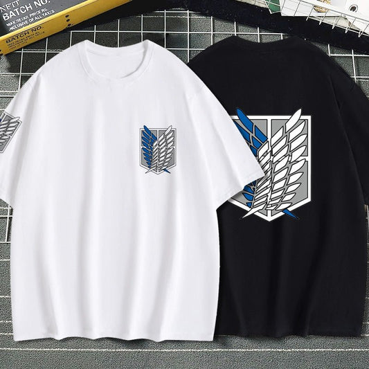Attack on Titan Clothes Wings of Freedom T-shirt Two-Dimensional Anime Peripheral Japanese Style Cotton Short-Sleeved Baby Boy and Girl Summer - Yallafit