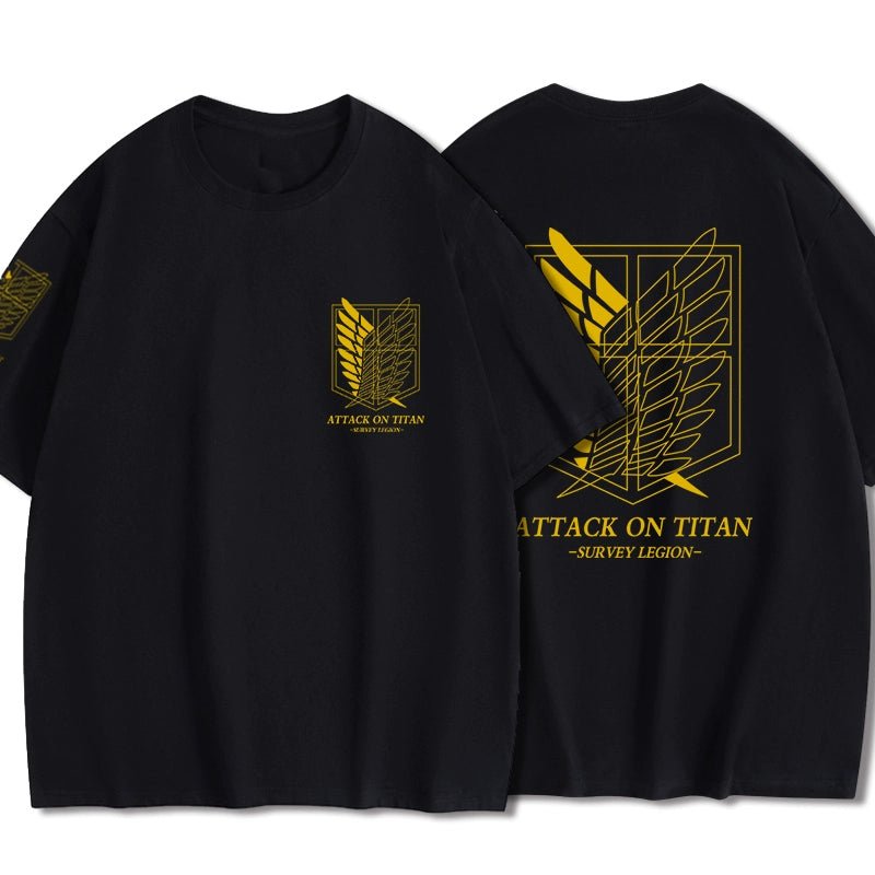 Attack on Titan Clothes Wings of Freedom T-shirt Two-Dimensional Anime Peripheral Japanese Style Cotton Short-Sleeved Baby Boy and Girl Summer - Yallafit