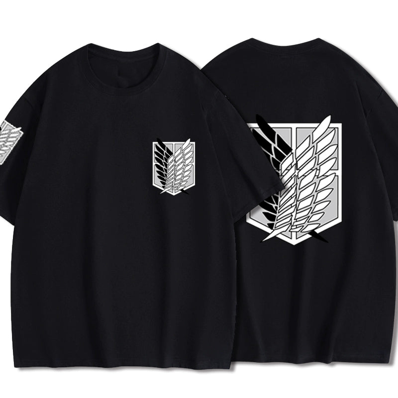 Attack on Titan Clothes Wings of Freedom T-shirt Two-Dimensional Anime Peripheral Japanese Style Cotton Short-Sleeved Baby Boy and Girl Summer - Yallafit