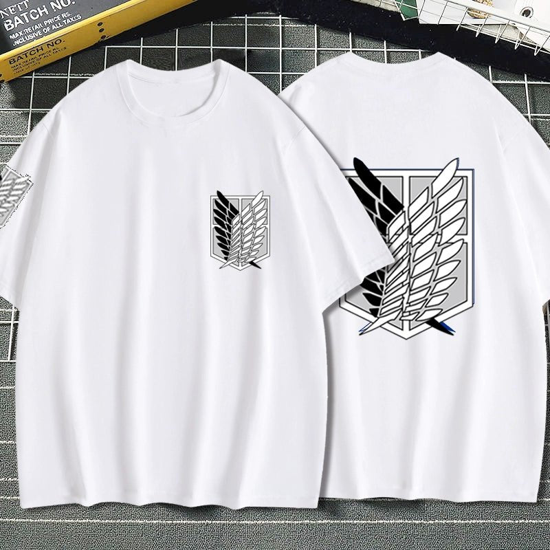 Attack on Titan Clothes Wings of Freedom T-shirt Two-Dimensional Anime Peripheral Japanese Style Cotton Short-Sleeved Baby Boy and Girl Summer - Yallafit