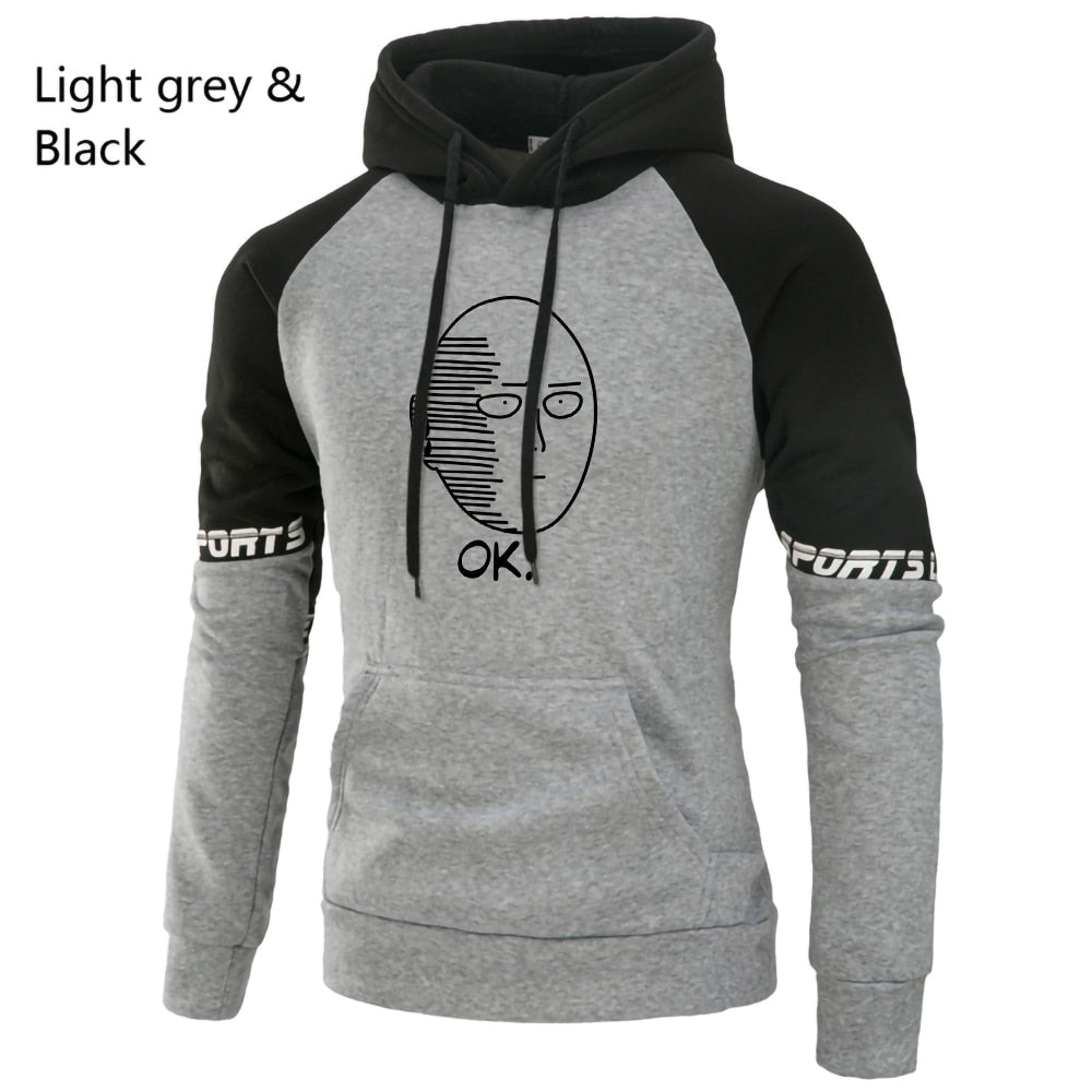 Autumn Casual Hooded Sweatshirt One Punch Man Hoodie Japanese Anime Men Pullover Harajuku Saitama Sensei Mens Fashion Streetwear - Yallafit