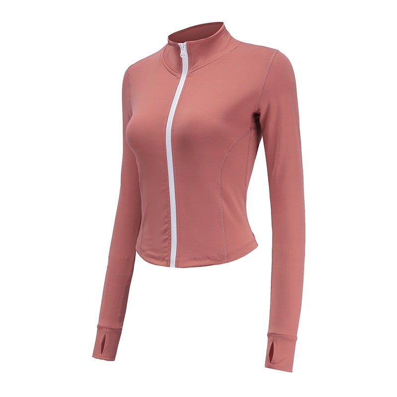 Autumn Sport Jacket Women Long Sleeve Zip Fitness Yoga Shirt Top Workout Gym Activewear Sport Running Coats Training Clothes - Yallafit